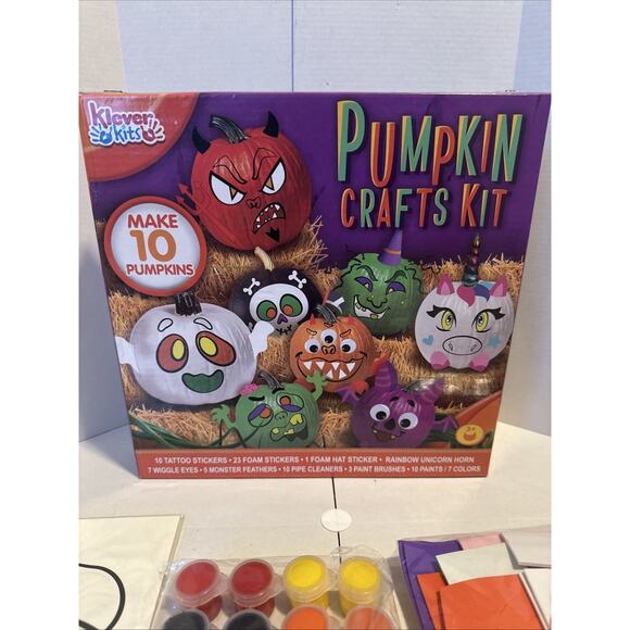 NEW Opened Box, Klever kits Halloween 10 Pumpkin Decorating Crafts Kit! - Picture 3 of 4